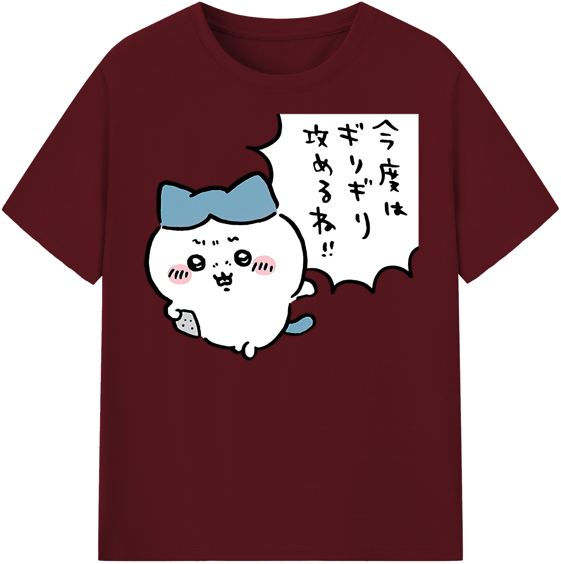 （画像用） ちいかわ ハチワレ Chii-kawa hachiware 綿100％半袖Tシャツ（フロントプリント）